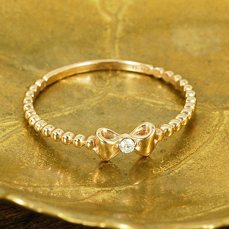 レディース リボン リング ダイヤモンド 18金ピンクゴールド K18PGの画像