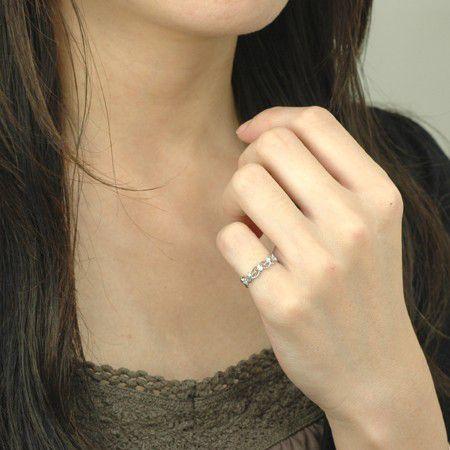 レディース ピンキーリング ダイヤモンド 10金ホワイトゴールド K10WG