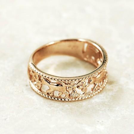 とことこ歩くお散歩ネコのピンキー レディース ピンキーリング ダイヤモンド 10金ピンクゴールド K10PG_1