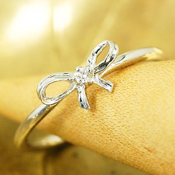 上質で快適 フェミニンな立体的デザインのリボンピンキー ピンキー リング ダイヤモンド 18金ホワイトゴールド ギフト プレゼント Rakuten Www Ladislexia Net