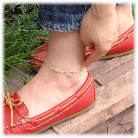 レディース アンクレット オープンハート 18金イエローゴールド K18YG アンクレット K18YG