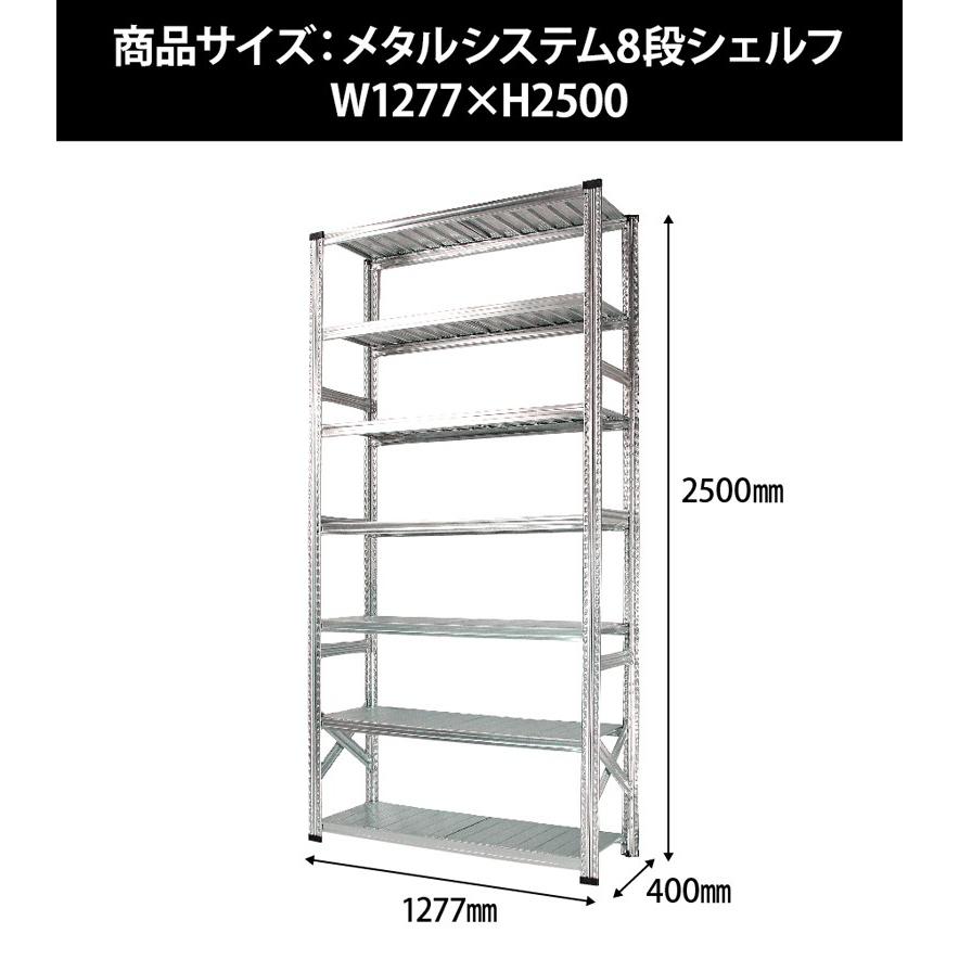 メタルシステム スチールシェルフ 楽天市場】メタルシステム 幅187.7x高さ250.0x奥行40.0(cm) 8段