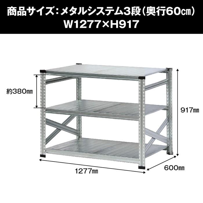 メタルシステム3段（奥行60cm）W1277xH917【METALSISTEM】【メタル