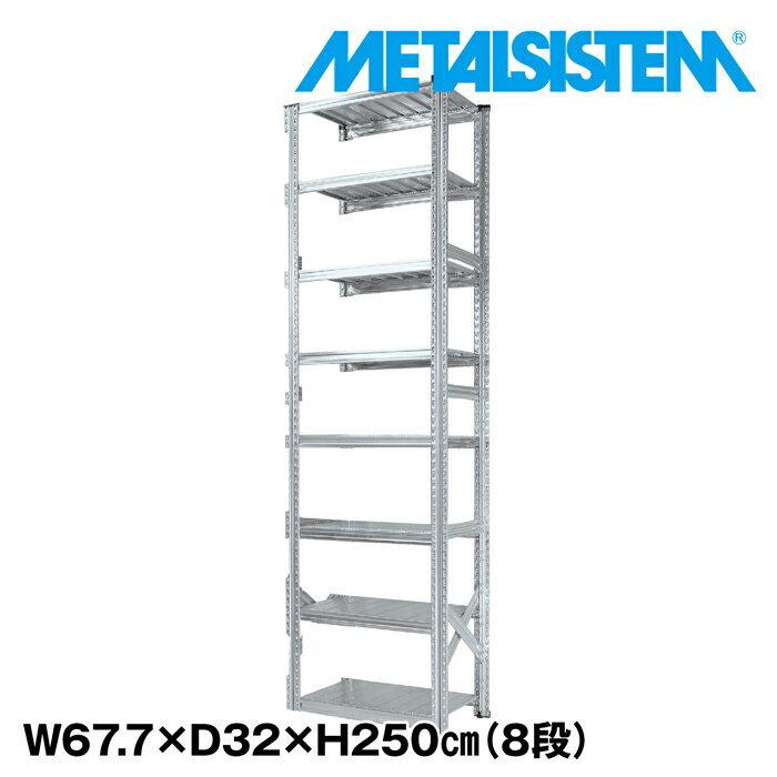 メタルシステム8段（奥行32cm）W677xH2500 METALSISTEM メタルシェルフ
