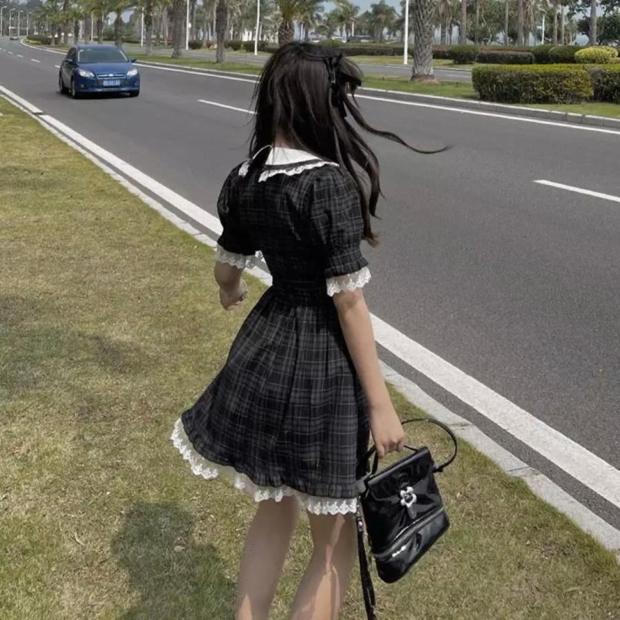 ワンピース20代 送料無料 ソフトヴィンテージグランジチェック柄 サン