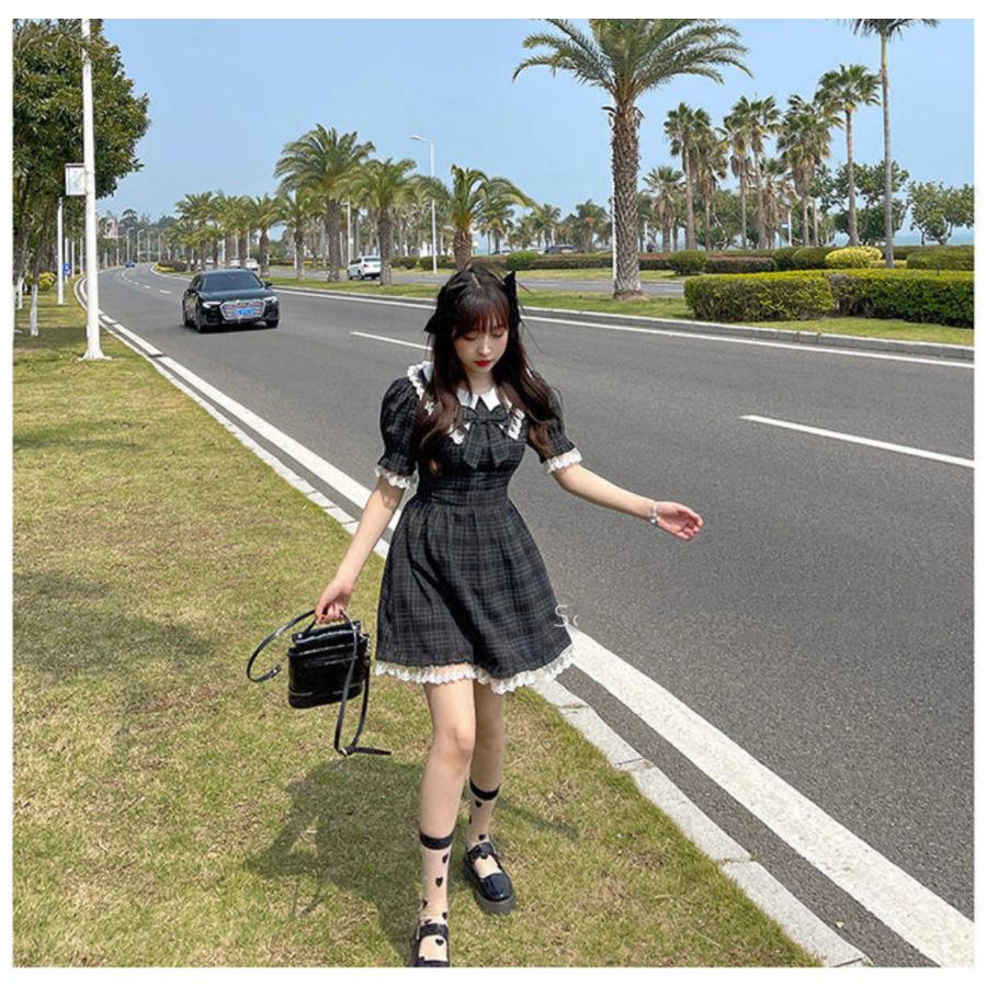 ワンピース20代 送料無料 ソフトヴィンテージグランジチェック柄 サン