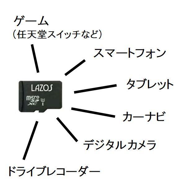 82%OFF!】マイクロSDカード 256GB LAZOS MicroSDXC R:110MB クラス10 s U3 ニンテンドースイッチ  動作確認済み メモリーカード