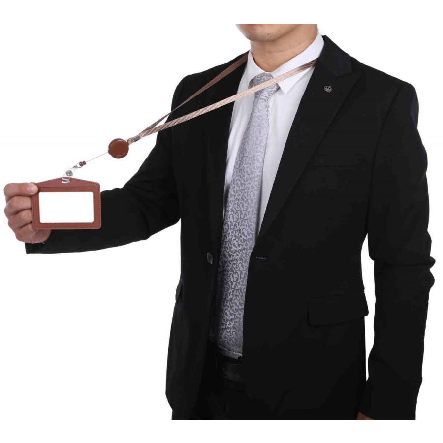 id ic カードケース カードホルダー 名刺 ホルダー 社員証ケース カード入れ suica pasmo パスケース 革 ブランド 横 薄型 2枚 リール クリップ ストラップ |  | 24