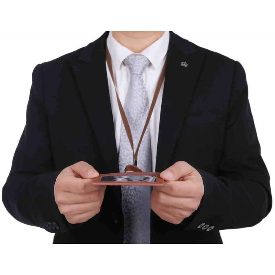 id ic カードケース カードホルダー 名刺 ホルダー 社員証ケース カード入れ suica pasmo パスケース 革 ブランド 横 薄型 2枚 リール クリップ ストラップ |  | 26