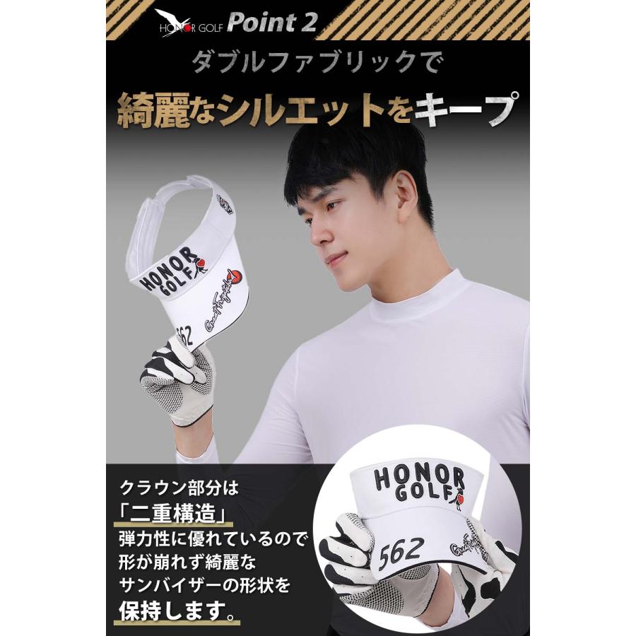 ゴルフ バイザー サンバイザー uv 帽子 ラウンド用 綿 コットン 刺繍