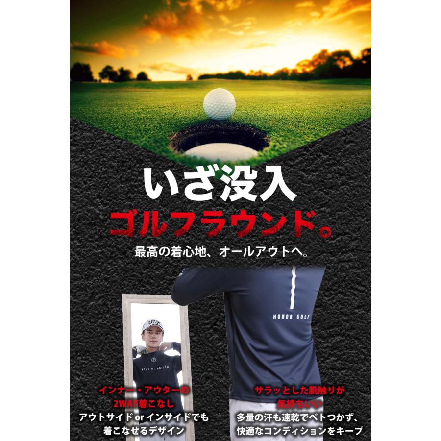 HONORGOLF 公式 ブランド ゴルフウェア メンズ ゴルフ アンダーシャツ アンダーウェア モックネック 長袖 速乾 UV スポーツインナー 秋冬 秋 冬 |  | 08