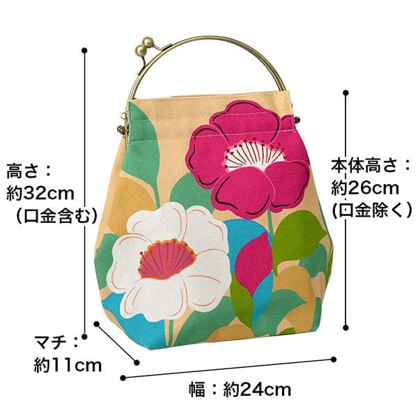 亥之吉 ベンリーがま口[大] いちまつうめ 生成り 紺 市松梅 花柄