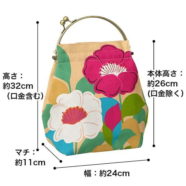 亥之吉 ベンリーがま口 [大] ぼたぼたん 牡丹 赤 青 花柄 がま口バッグ