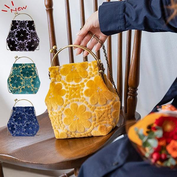 亥之吉 ベンリーがま口 モケットはなのわ スモーキーラベンダー