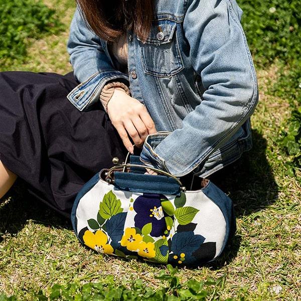 亥之吉 ギャザーベンリーがま口 はなもゆ 花燃ゆ 2WAY 横長タイプ