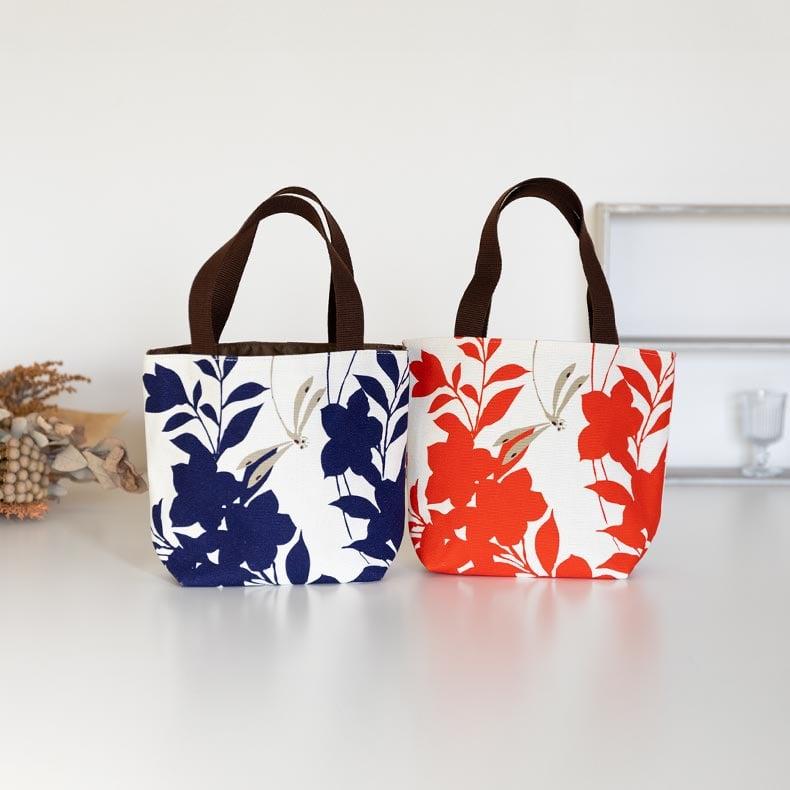 亥之吉 ミニトートバッグ レディース キャンバス ききょうとんぼ 赤 紺