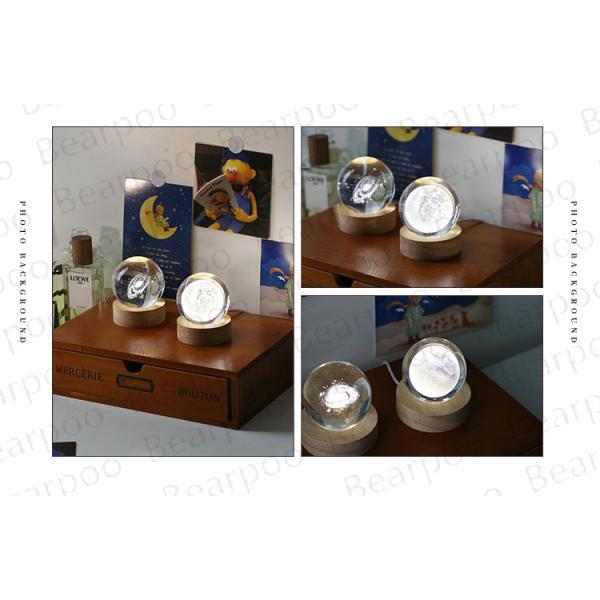 テーブルライト LED 水晶玉 60ｍｍ 80mm 木製ベース 誕生日 月のランプ クリスタル ボール 3D ギフト 記念日 クリスマス プレゼント 置物 投影 透明｜inoandtks-shop｜20