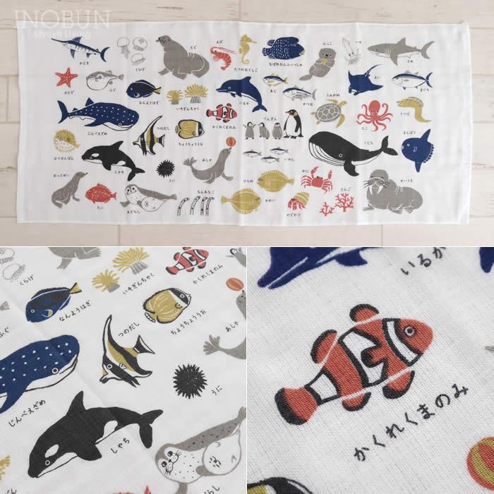 ずかんタオル ミニバスタオル 47 x 100cm うみのいきもの 日本製