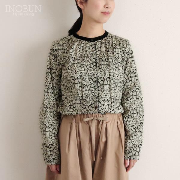 ブラウス イノブン別注 J.Sloane リバティ クレリック衿ブラウス Mortimer/ZE ブラック Mサイズ ジェイスローアン | 