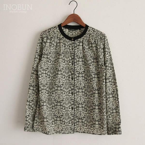 ブラウス イノブン別注 J.Sloane リバティ クレリック衿ブラウス Mortimer/ZE ブラック Mサイズ ジェイスローアン |  | 05