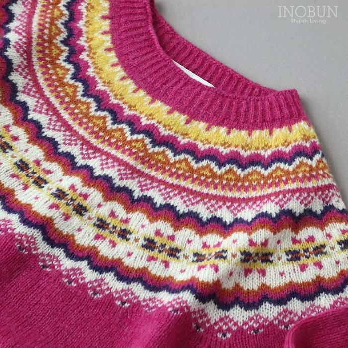 ハーレーオブスコットランド フェアアイルセーター ニット L4859/7 ピンク系 セール | 