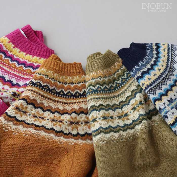 ハーレーオブスコットランド フェアアイルセーター ニット L4859/7 ピンク系 セール |  | 01