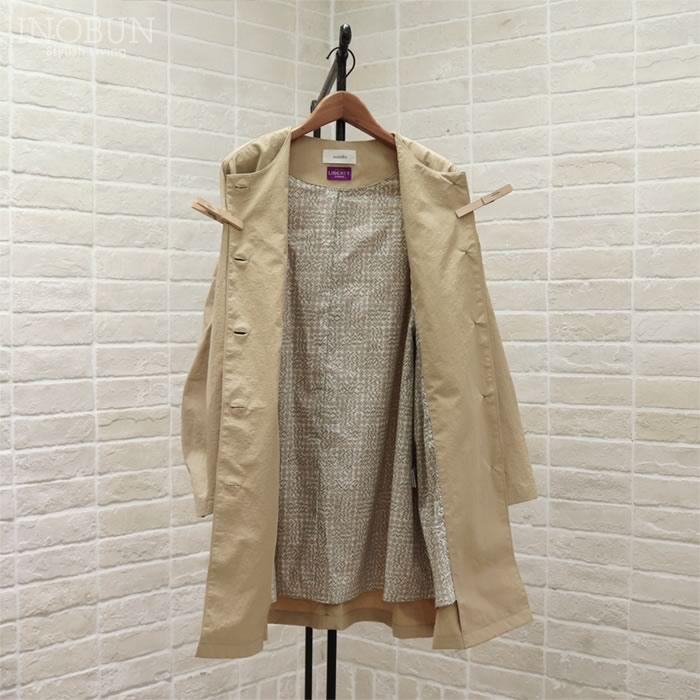 sosotto ナイロンLIBERTY裏地ノーカラーコート Sleeping Rose ベージュ |  | 01