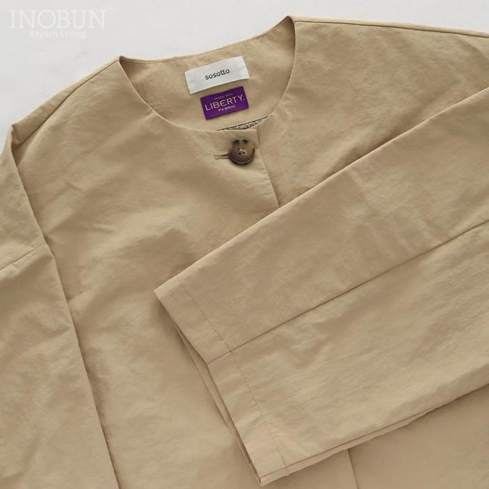 sosotto ナイロンLIBERTY裏地ノーカラーコート Sleeping Rose ベージュ |  | 04