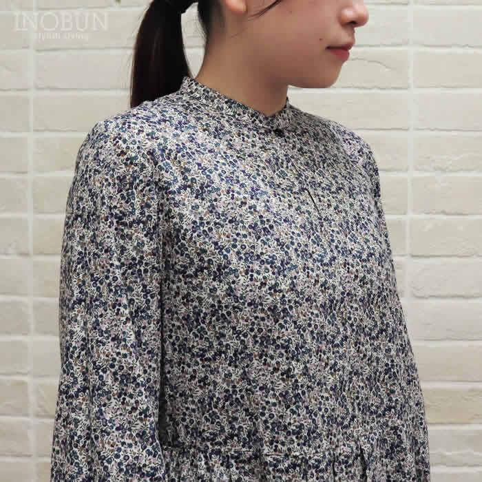 ワンピース イノブン別注 J.Sloane LIBERTY キーネック すっきり見えワンピース Wiltshire Bud/DE  リバティ ジェイスローアン | 