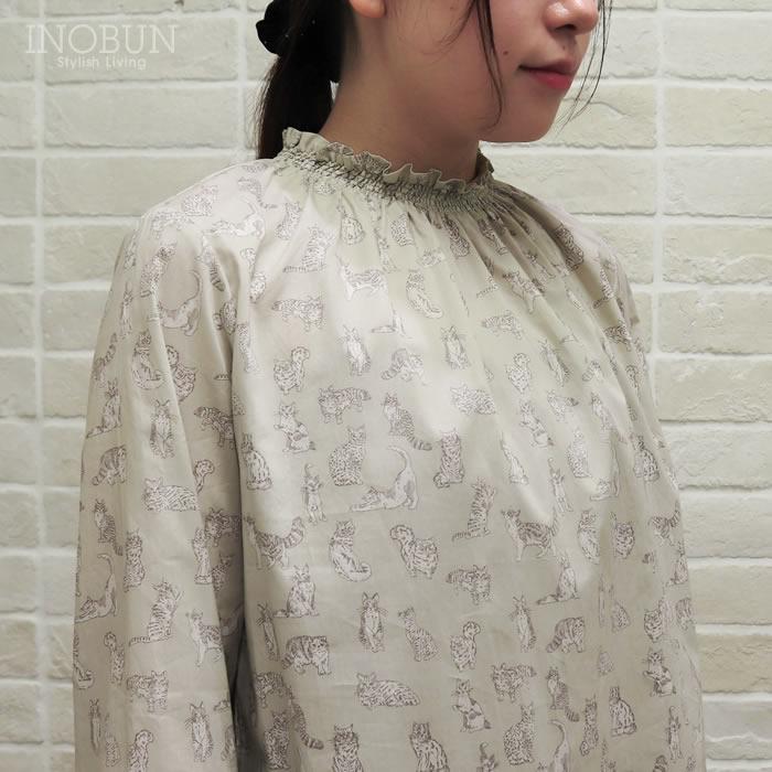 ブラウス イノブン別注 Parkes LIBERTY シャーリングプルオーバーブラウス Meow/WE パークス | 