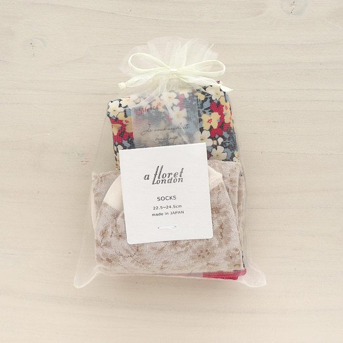 リバティ靴下＆リバティハンカチギフト LIBERTY オーガンジー巾着 プチギフト |  | 01