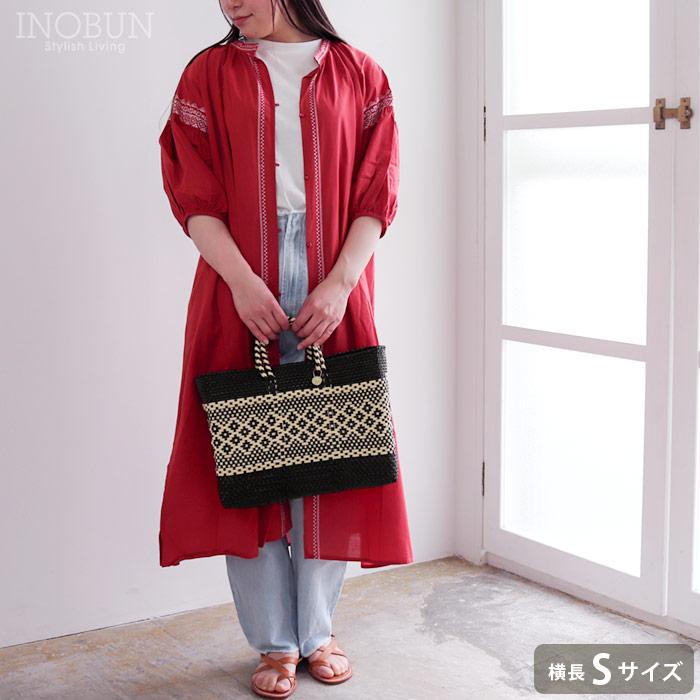 ぽんぽん　新品 大人気オアハカ産 メルカドバッグ ブラック Sサイズ メルカドバッグ メルカド バッグ レトラ 横長Sサイズ ミモザ ブラック