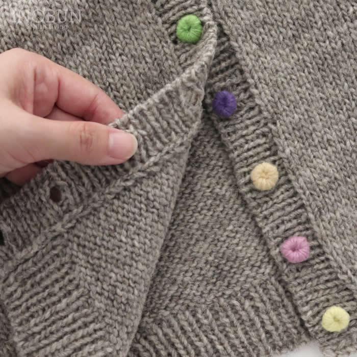 PERU KNIT ニットベスト カラフル釦 ライトグレー ペルーニット