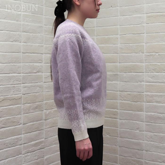 ハーレーオブスコットランド フェアアイルセーター ニット L5113/7 Snow White/Heliotrope パープル系 セール |  | 05