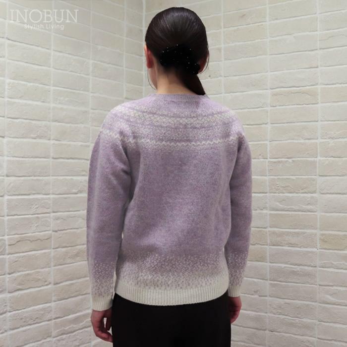 ハーレーオブスコットランド フェアアイルセーター ニット L5113/7 Snow White/Heliotrope パープル系 セール |  | 06