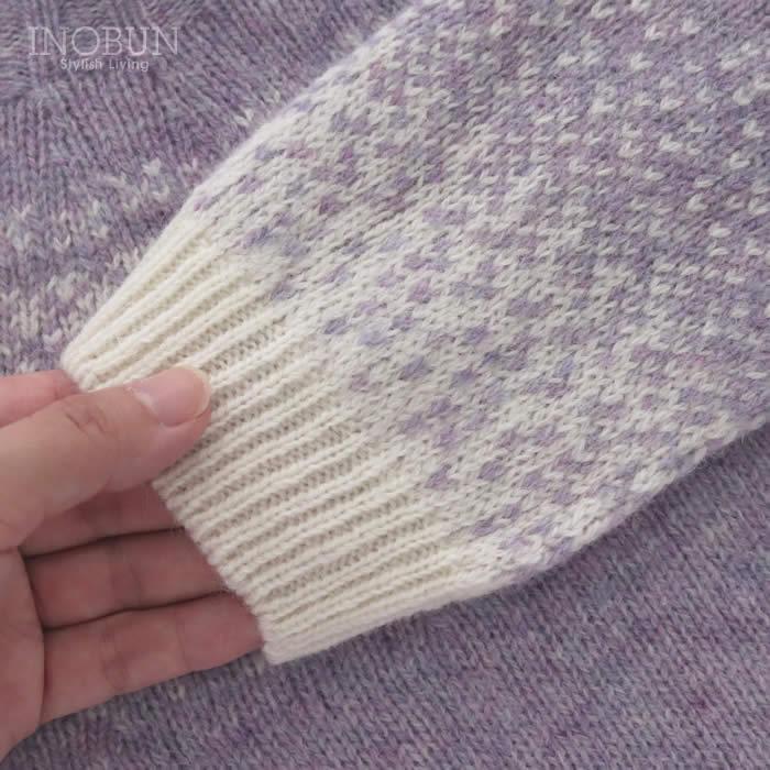 ハーレーオブスコットランド フェアアイルセーター ニット L5113/7 Snow White/Heliotrope パープル系 セール |  | 08