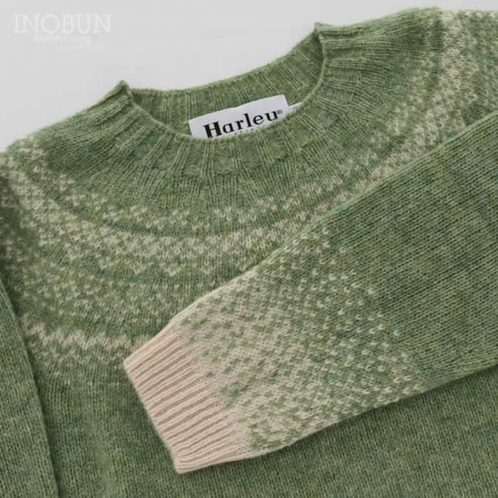 ハーレーオブスコットランド フェアアイルセーター ニット L5113/7 Vanilla/Sage グリーン系 セール |  | 07