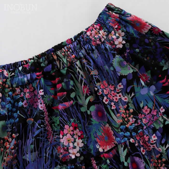 スカート イノブン別注 Vent d'ouest リバティ ティアードロングスカート Tresco/EE  38サイズ 花柄 ブラック系 |  | 05