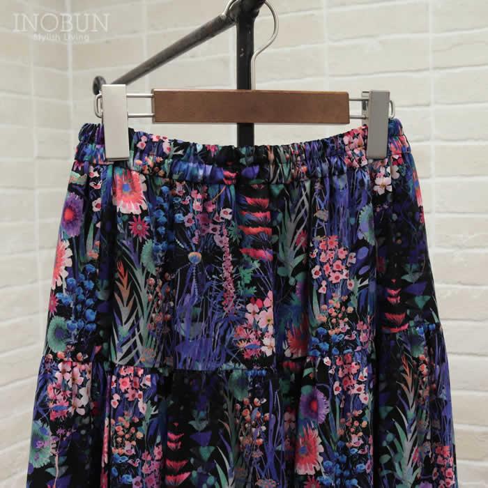 スカート イノブン別注 Vent d'ouest リバティ ティアードロングスカート Tresco/EE  38サイズ 花柄 ブラック系 |  | 09