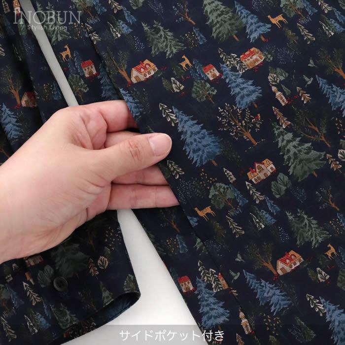 Parkes バンドカラーシャツワンピース 30ビエラ 森の中の家 ネイビー セール |  | 10