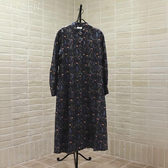 Parkes バンドカラーシャツワンピース 30ビエラ 森の中の家 ネイビー セール |  | 03