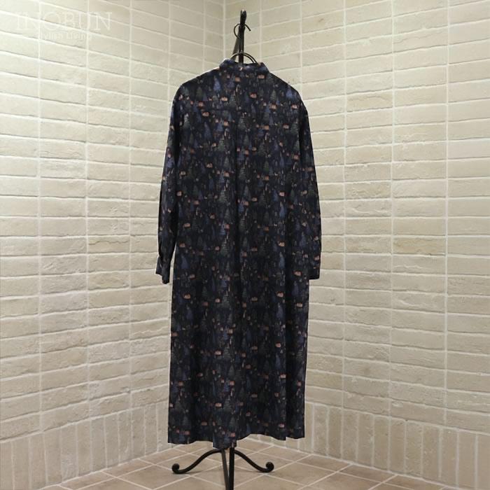 Parkes バンドカラーシャツワンピース 30ビエラ 森の中の家 ネイビー セール |  | 04