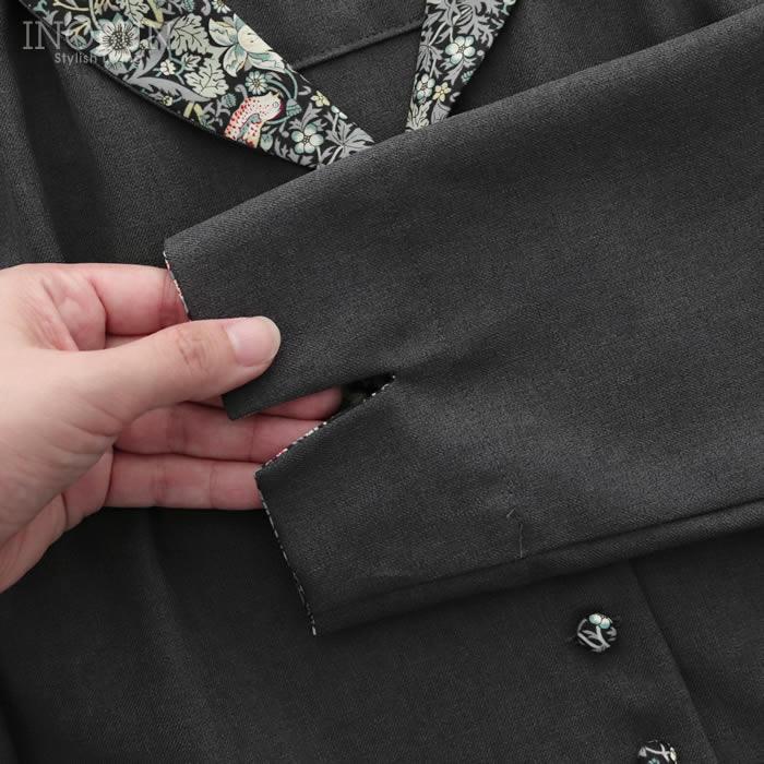 J.Sloane リバティ ショールカラーワンピース ポリエステルリノン Strawberry Thief/LE ストロベリー・シーフ Mサイズ LIBERTY グレー セール |  | 08