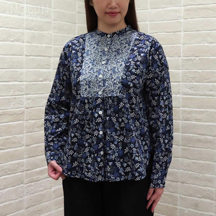 Vent d'ouest LIBERTY配色ブラウス EDENHAM ネイビー系 セール | 