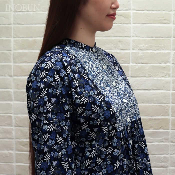 shower party 小花 リバティブラウス フレンチスリーブ ブルー 2