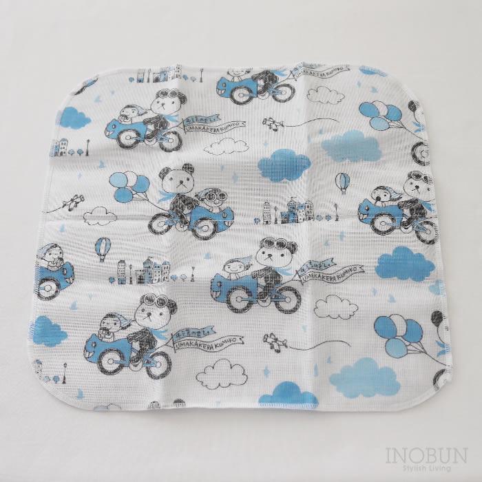 白雪 友禅染はんかち キミをのせて。 ブルー 白雪はんかち 30 x 30cm ウマカケバクミコ コラボレートシリーズ |  | 01