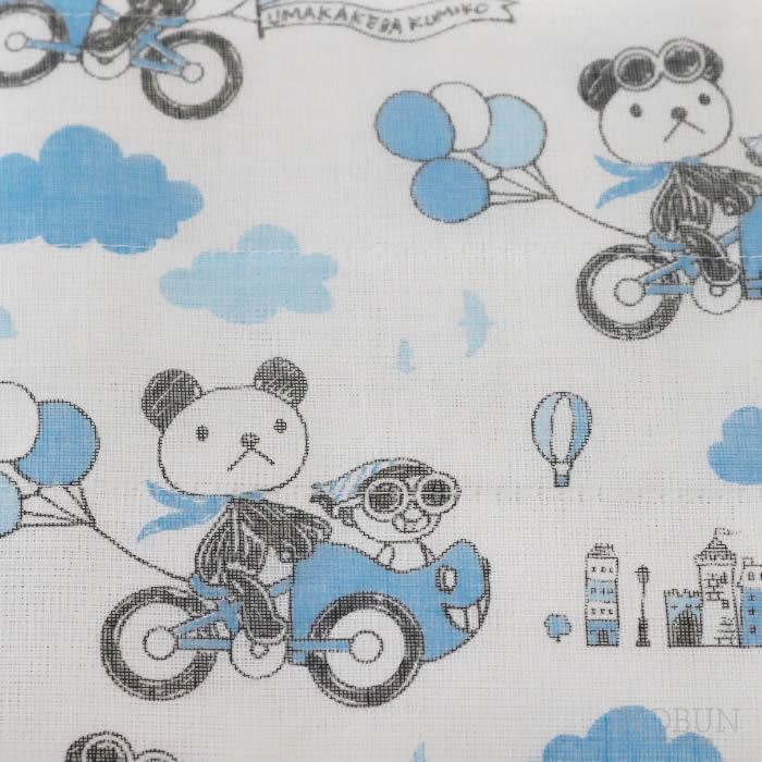 白雪 友禅染はんかち キミをのせて。 ブルー 白雪はんかち 30 x 30cm ウマカケバクミコ コラボレートシリーズ |  | 06