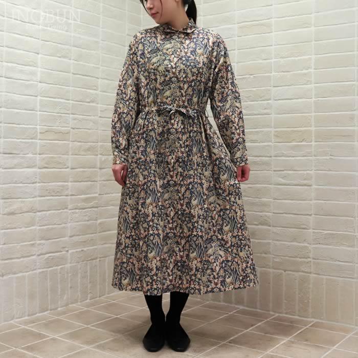 Parkes LIBERTY 共布リボン付きAラインワンピース Joan/25AU | 