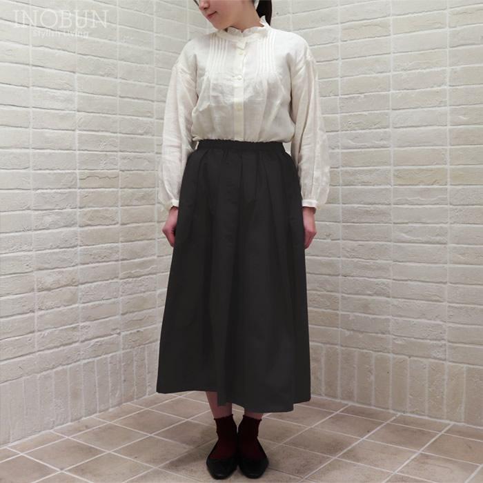 スカート Crespi 見返しリバティ C/Nグログラン 80cm丈 チャコール 38
