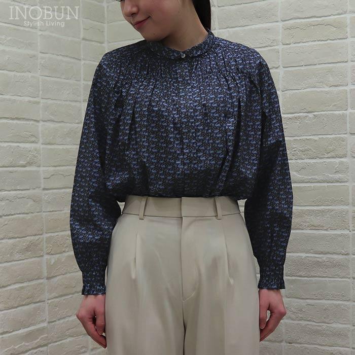 【新品タグ付き】sosotto LIBERTYタナローンシャーリングブラウス sosotto LIBERTY タナローンチビ衿シャーリングブラウス Cotton Tail